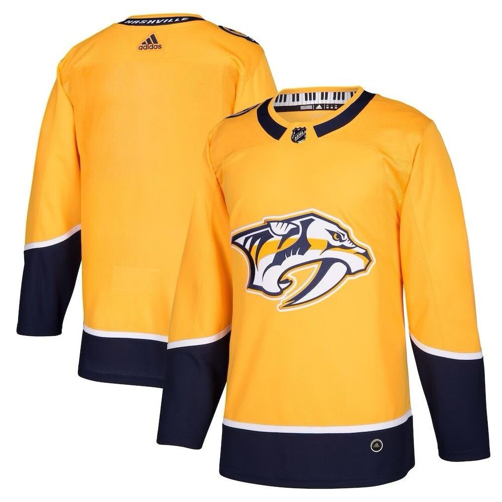 Nashville Predators adidas Home Authentic Blank Jersey Gold Size 54 (XL)